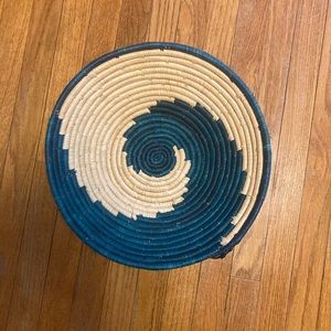 African woven basket turquoise